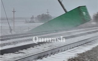 Ветер сорвал контейнер с грузового поезда в Акмолинской области