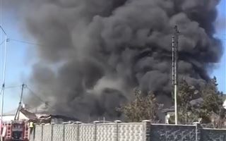 Промышленная зона горит в Алматинской области 