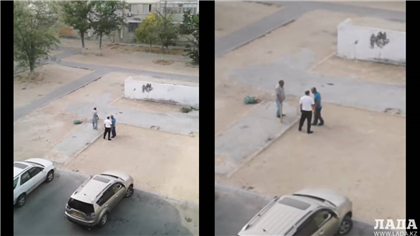 Драка пьяных мужчин в Актау попала на видео 