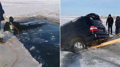 В Актюбинской области под лед ушел внедорожник