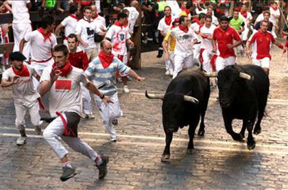 Семь человек пострадали во время забега быков на фестивале в Испании