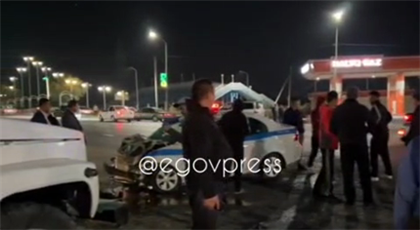 В Туркестанской области случилось ДТП с участием полицейского автомобиля