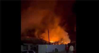 "Сгорели магазин и дом" - появилось видео пожара в Алматинской области