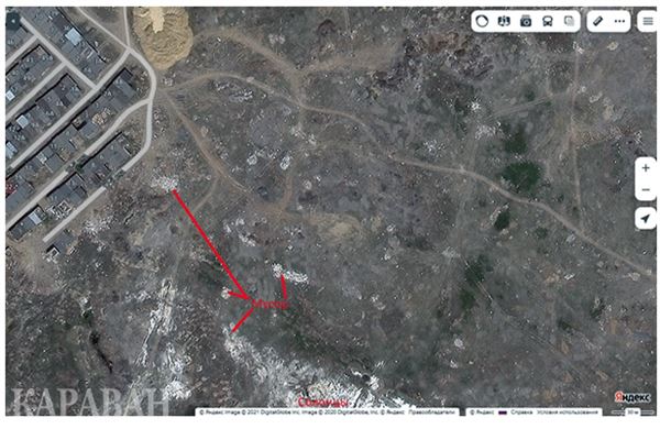 Красными стрелками отмечены новые свалки в районе дачного поселка «Мичуринец». Снимок Google.map