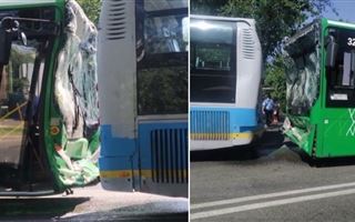ДТП с двумя автобусами в Алматы: пострадали 9 пассажиров
