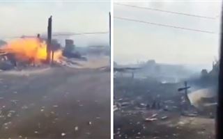 Крупный пожар произошел в селе на севере Казахстана