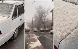 Жителей города Сарыагаша удивил "коричневый" снег 