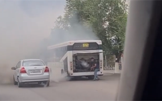 В Есике загорелся автобус - видео