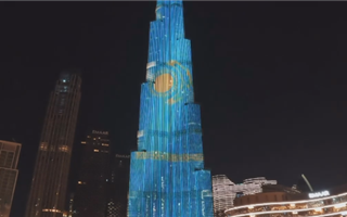 Флаг Казахстана появился на здании Бурдж-Халифа в Дубае