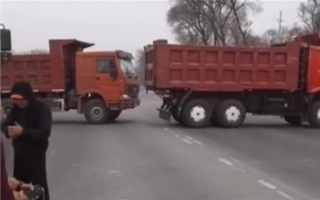 Водители грузовиков перекрыли Кульджинский тракт рядом с Алматы - видео