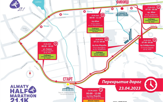 Какие улицы перекроют в Алматы 23 апреля из-за полумарафона