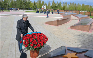 Токаев возложил цветы к Мемориальному комплексу воинам-казахстанцам в России