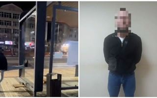 В столице мужчина разбил стекло на автобусной остановке