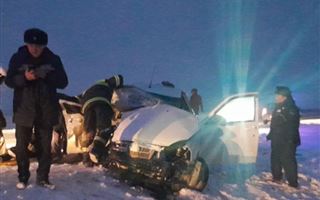 Три человека оказались зажаты в искорёженной машине на трассе в Павлодарской области