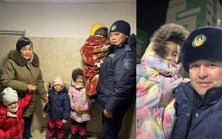 Полицейские Алматы помогли бабушке с четырьмя внуками добраться до дома после землетрясения
