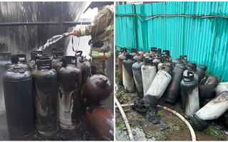 В Алматы пожарные вытащили из горящего дома 37 накаленных газбаллонов