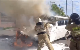 В Астане потушили горящий автомобиль