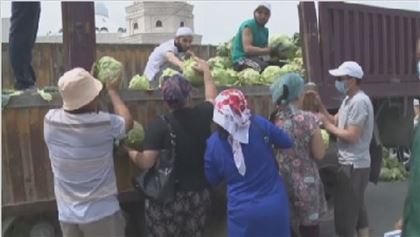 Жителям Шымкента бесплатно раздали 20 тонн капусты