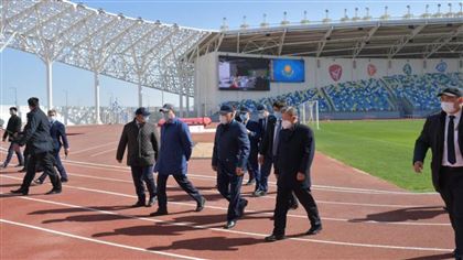 Нурсултан Назарбаев посетил новый стадион "Туркестан-Арена"