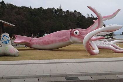 Японский город потратил выплаты за COVID-19 на статую кальмара