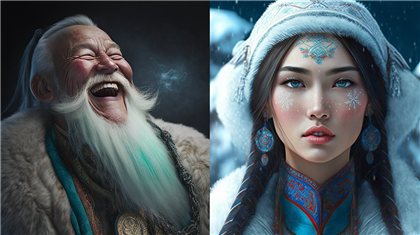 Как казахские Дед Мороз и Снегурочка могли бы выглядеть в реальности