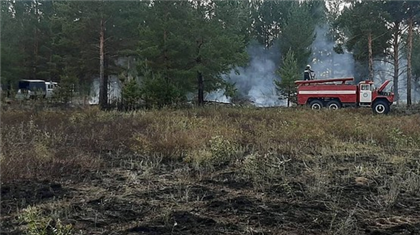 Сотрудники лесхоза вновь тушат пожар в лесничестве «Ертыс-Орманы»