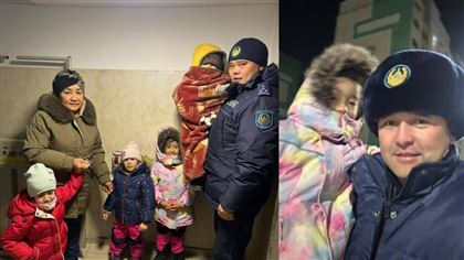 Полицейские Алматы помогли бабушке с четырьмя внуками добраться до дома после землетрясения