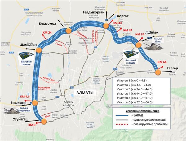 БАКАД и план по пробивке к ней алматинских улиц. Фото предоставлено Комитетом автодорог МИИР
